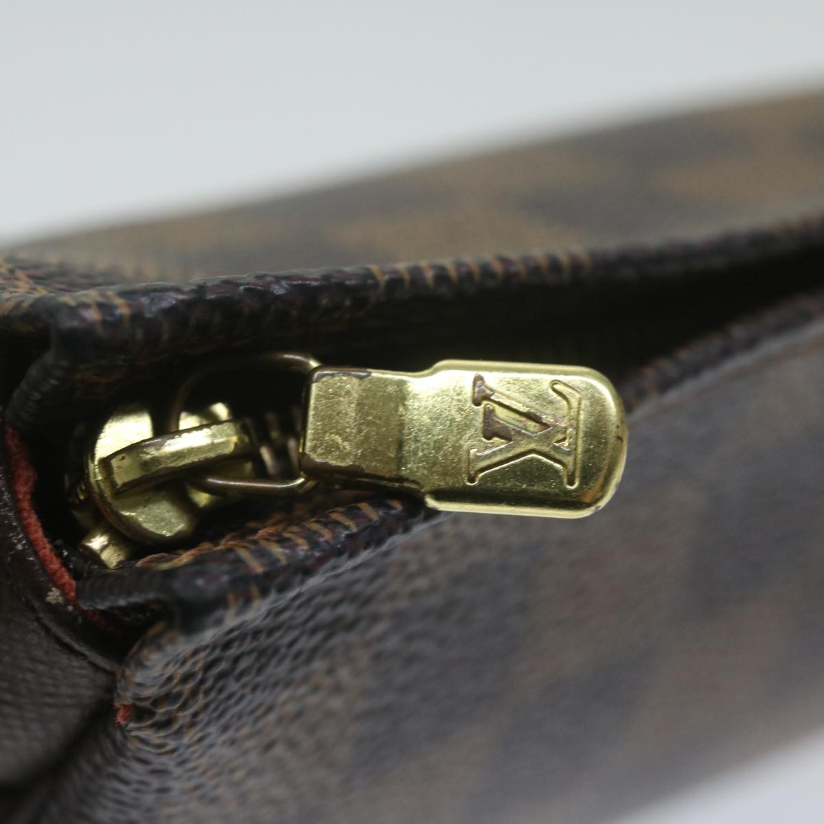 Louis Vuitton Cosmetic Pouch Brown Canvas Clutch Bag
