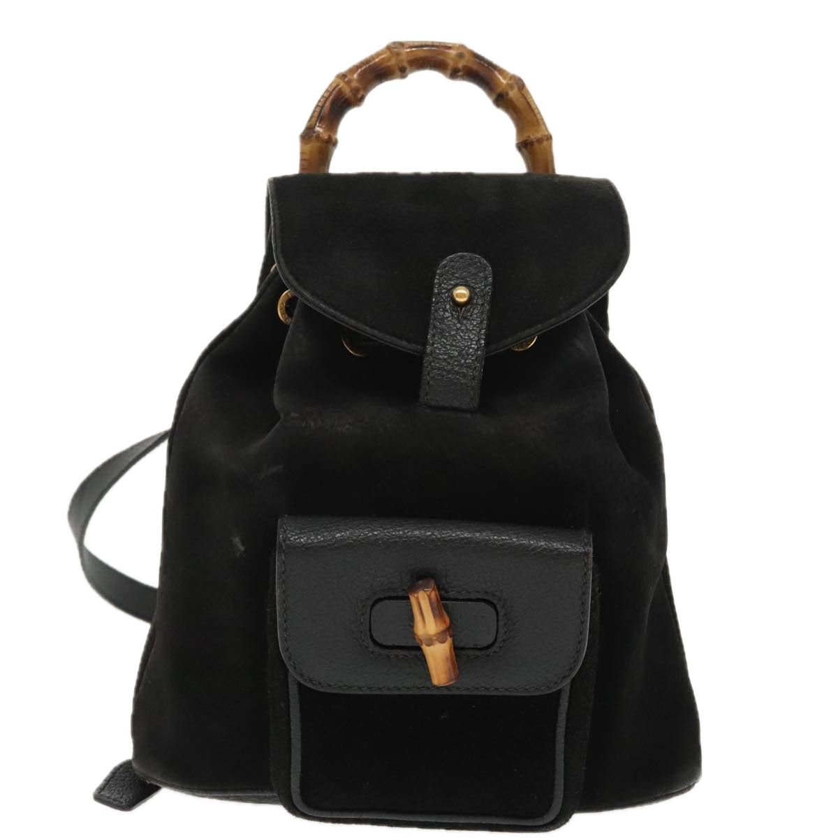 Gucci Bamboo Black Suede Backpack Bag ()