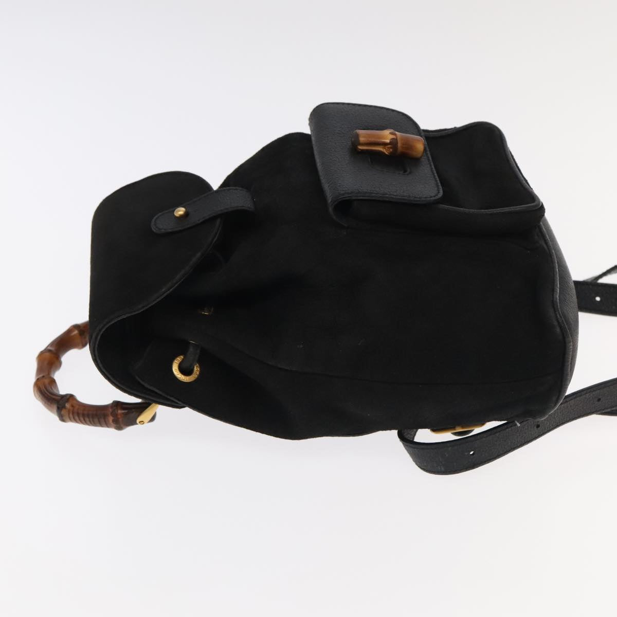 Gucci Bamboo Black Suede Backpack Bag