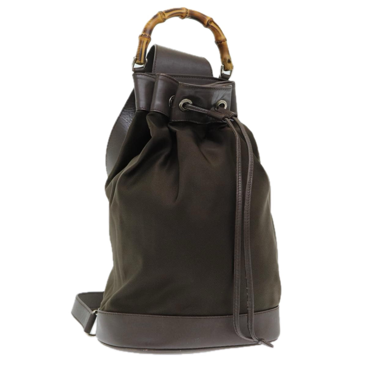 Gucci Bamboo Brown Synthetic Backpack Bag ()