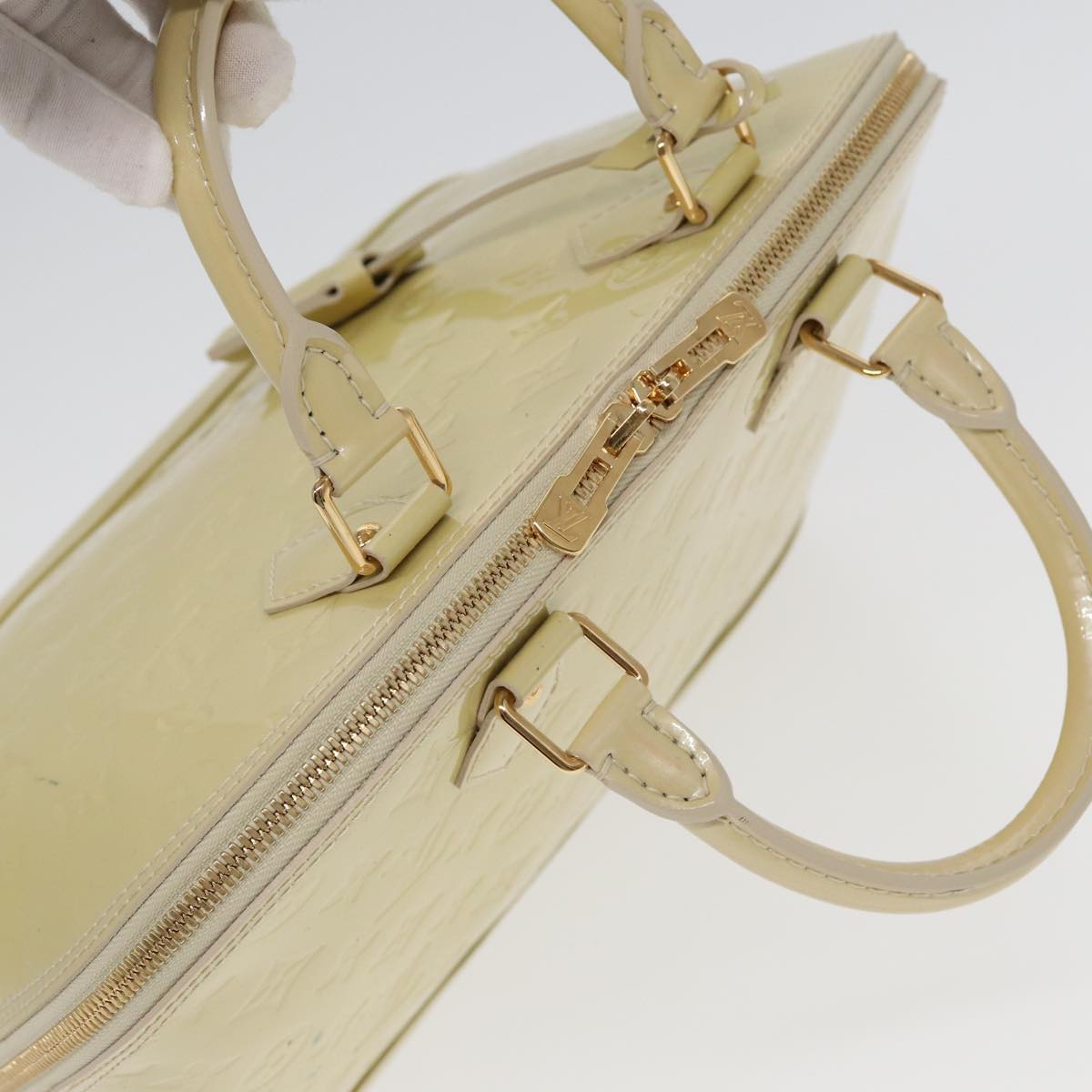 Louis Vuitton Alma Ecru Patent Leather Handbag