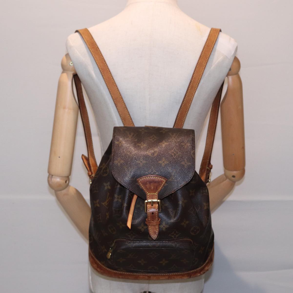 Louis Vuitton Montsouris Mm Brown Canvas Backpack Bag