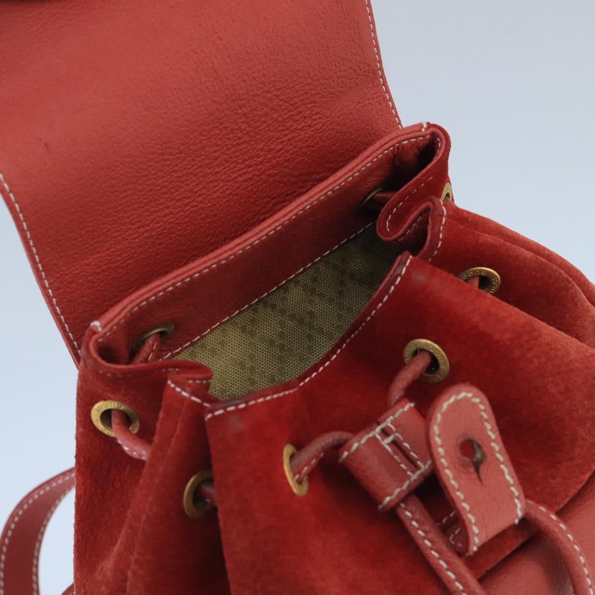 Gucci Bamboo Red Suede Backpack Bag