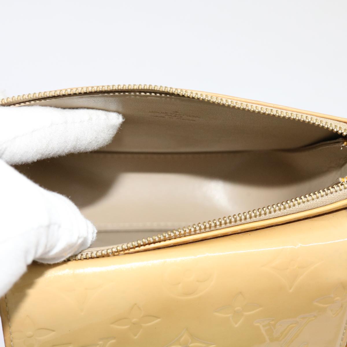 Louis Vuitton Mott Beige Patent Leather Clutch Bag