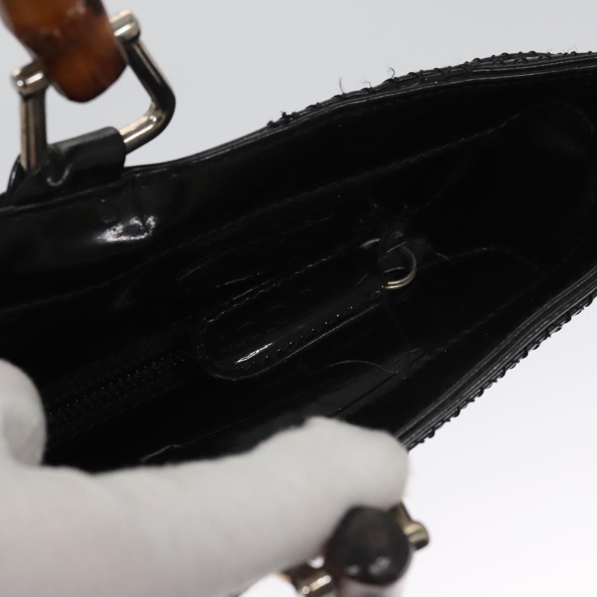 Gucci Bamboo Black Patent Leather Handbag