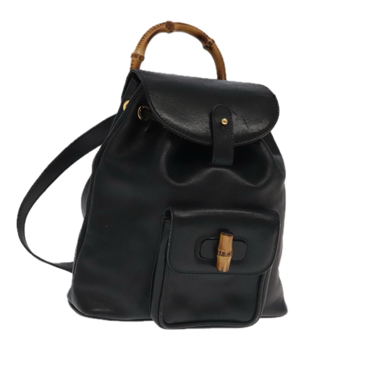 Gucci Bamboo Black Leather Backpack Bag
