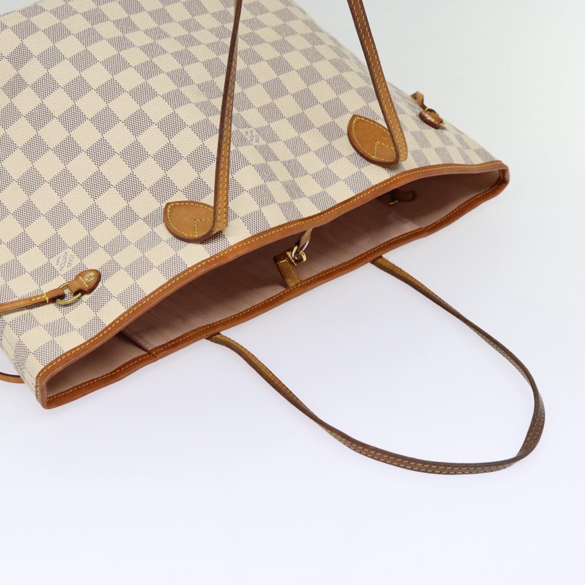 Louis Vuitton Neverfull Mm White Canvas Tote Bag