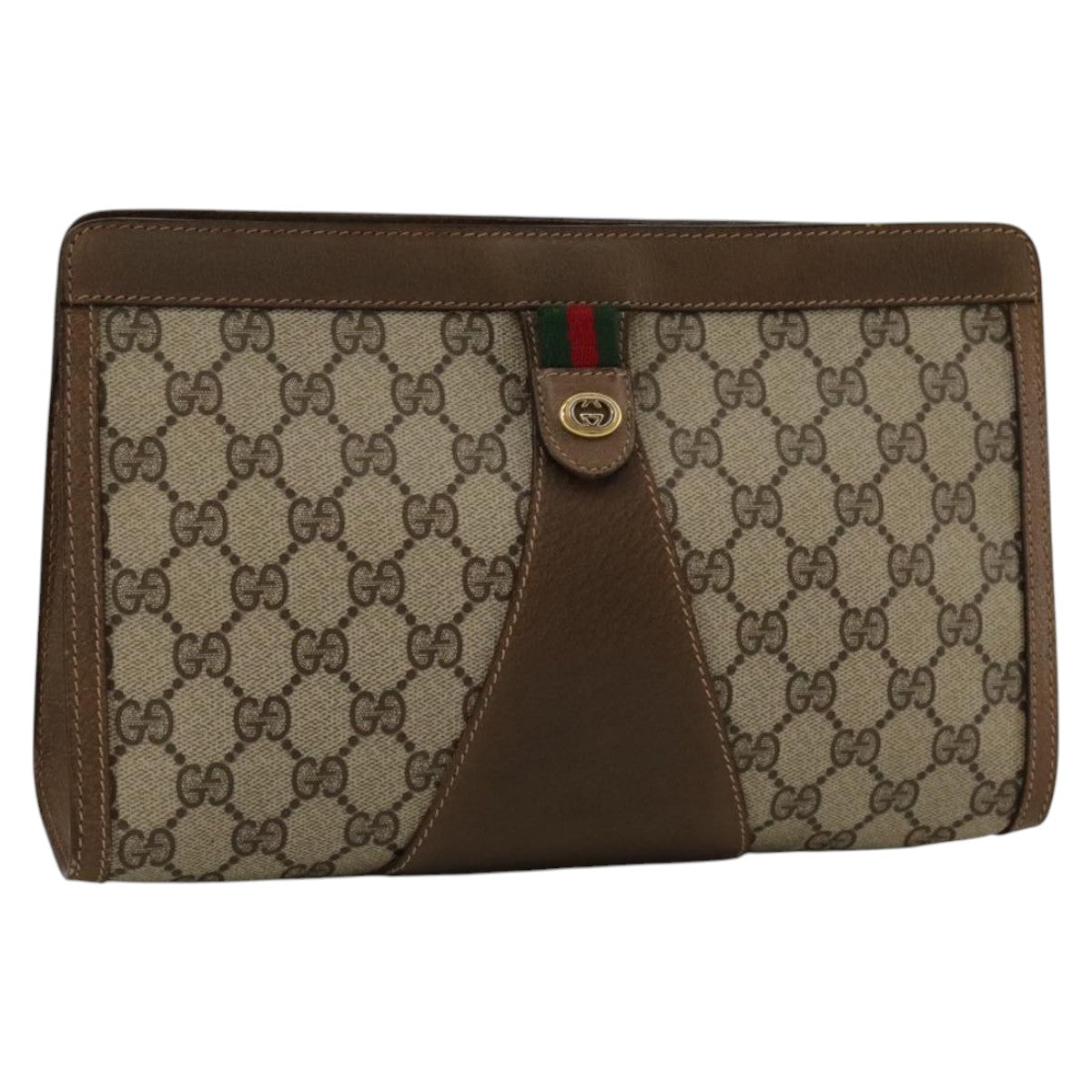 Gucci Ophidia Beige Canvas Clutch Bag