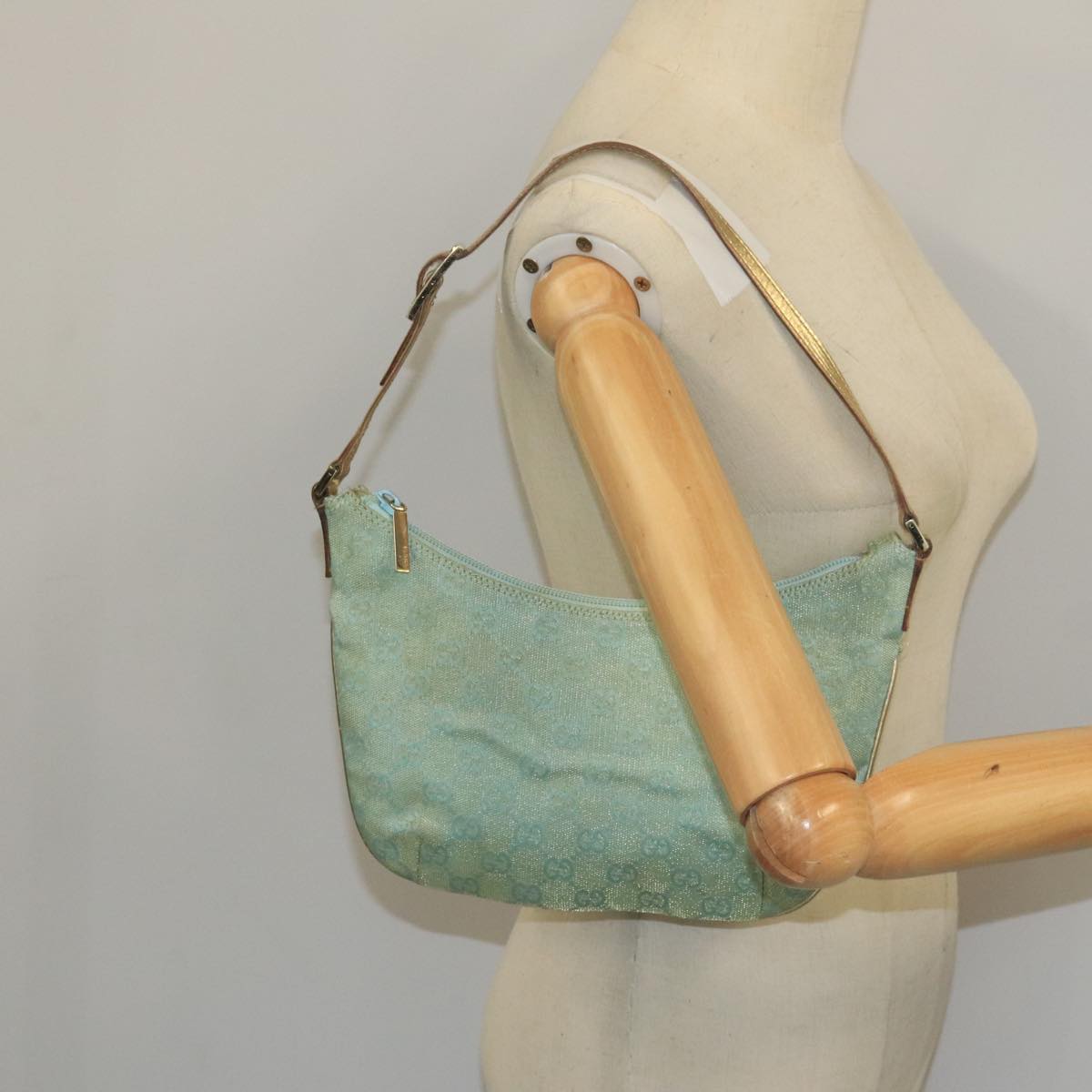 Gucci Gg Canvas Turquoise Canvas Shoulder Bag