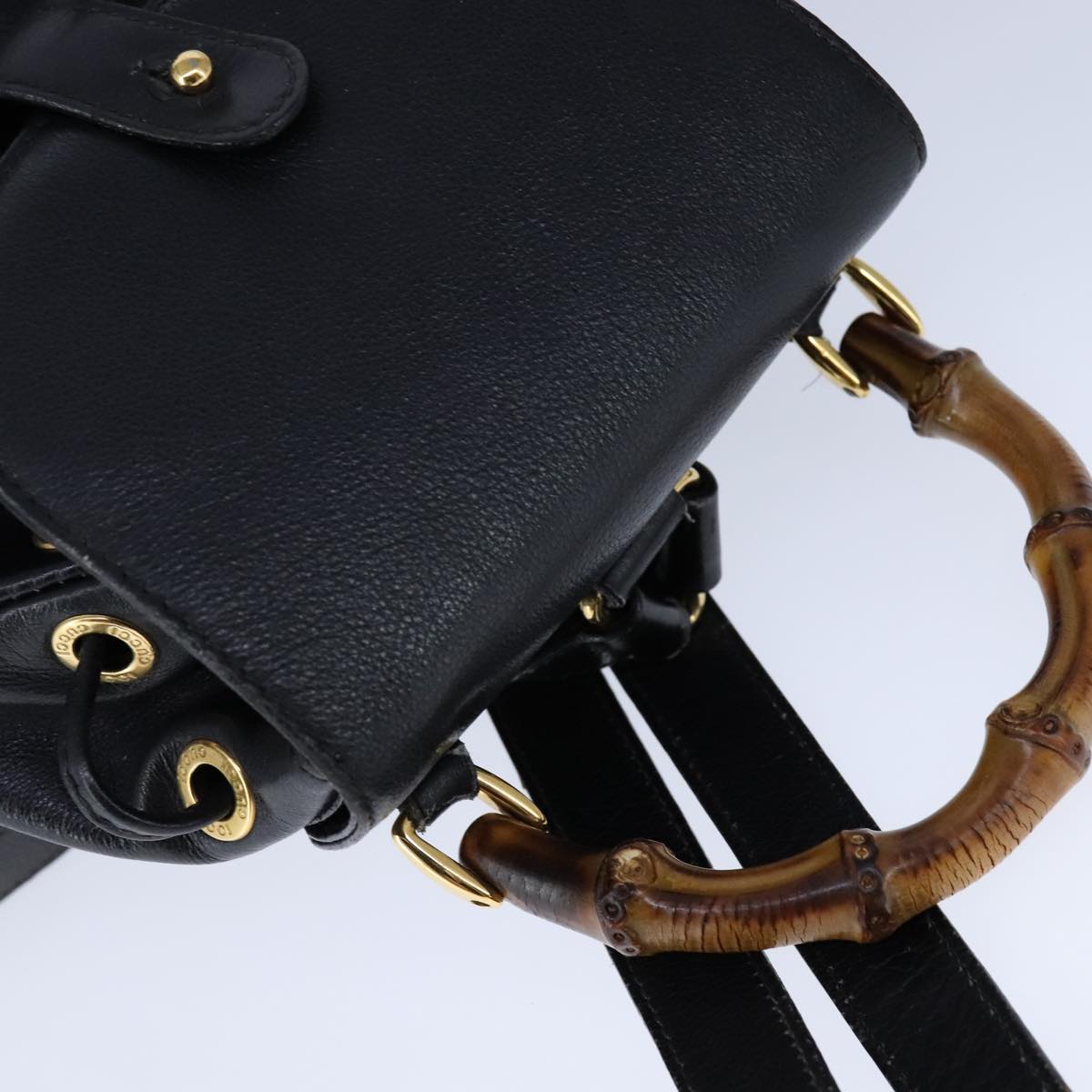 Gucci Bamboo Black Leather Backpack Bag