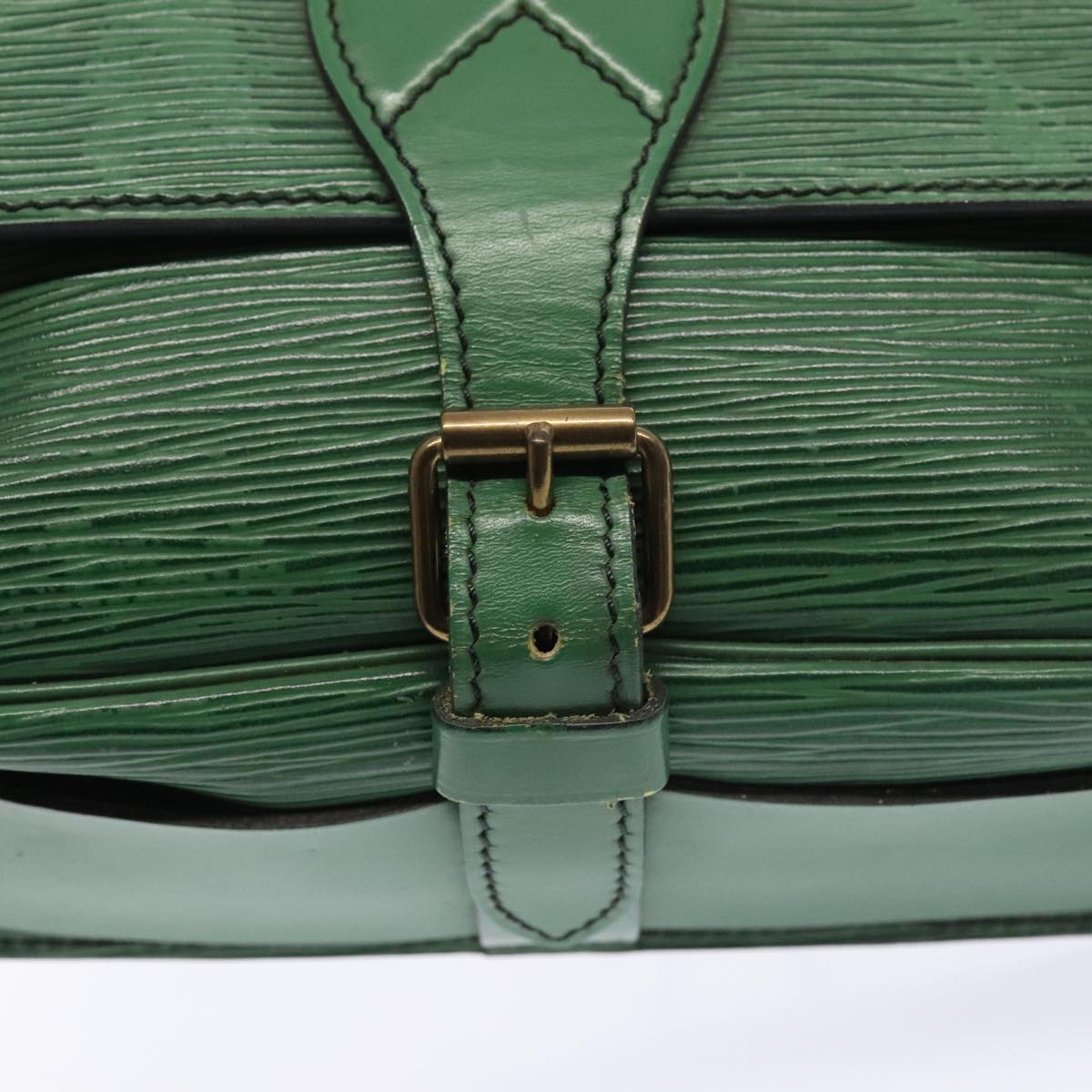 Louis Vuitton Cartouchière Green Leather Shoulder Bag