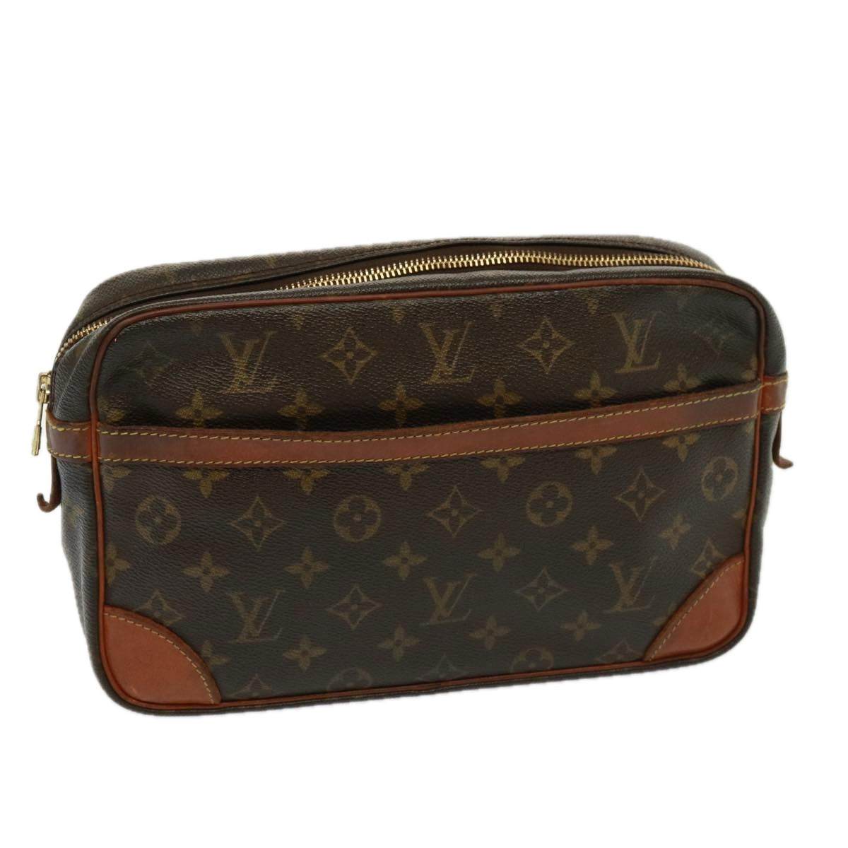 Louis Vuitton Compiegne 28 Brown Canvas Clutch Bag