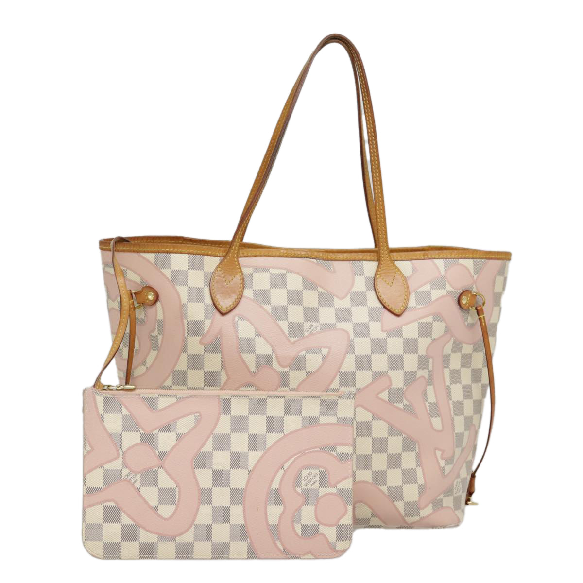 Louis Vuitton Neverfull Mm White Canvas Tote Bag