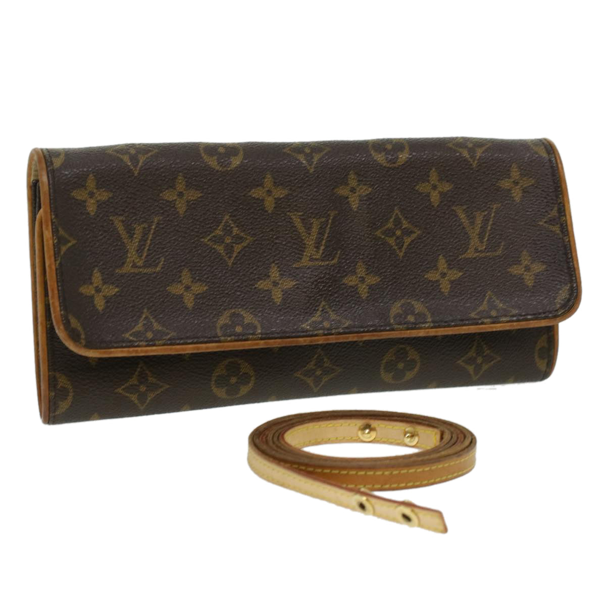 Louis Vuitton Twin Brown Canvas Clutch Bag