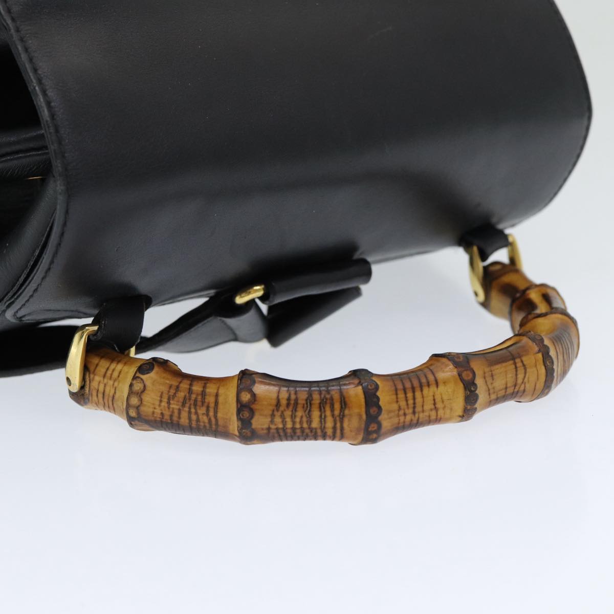 Gucci Bamboo Black Leather Backpack Bag