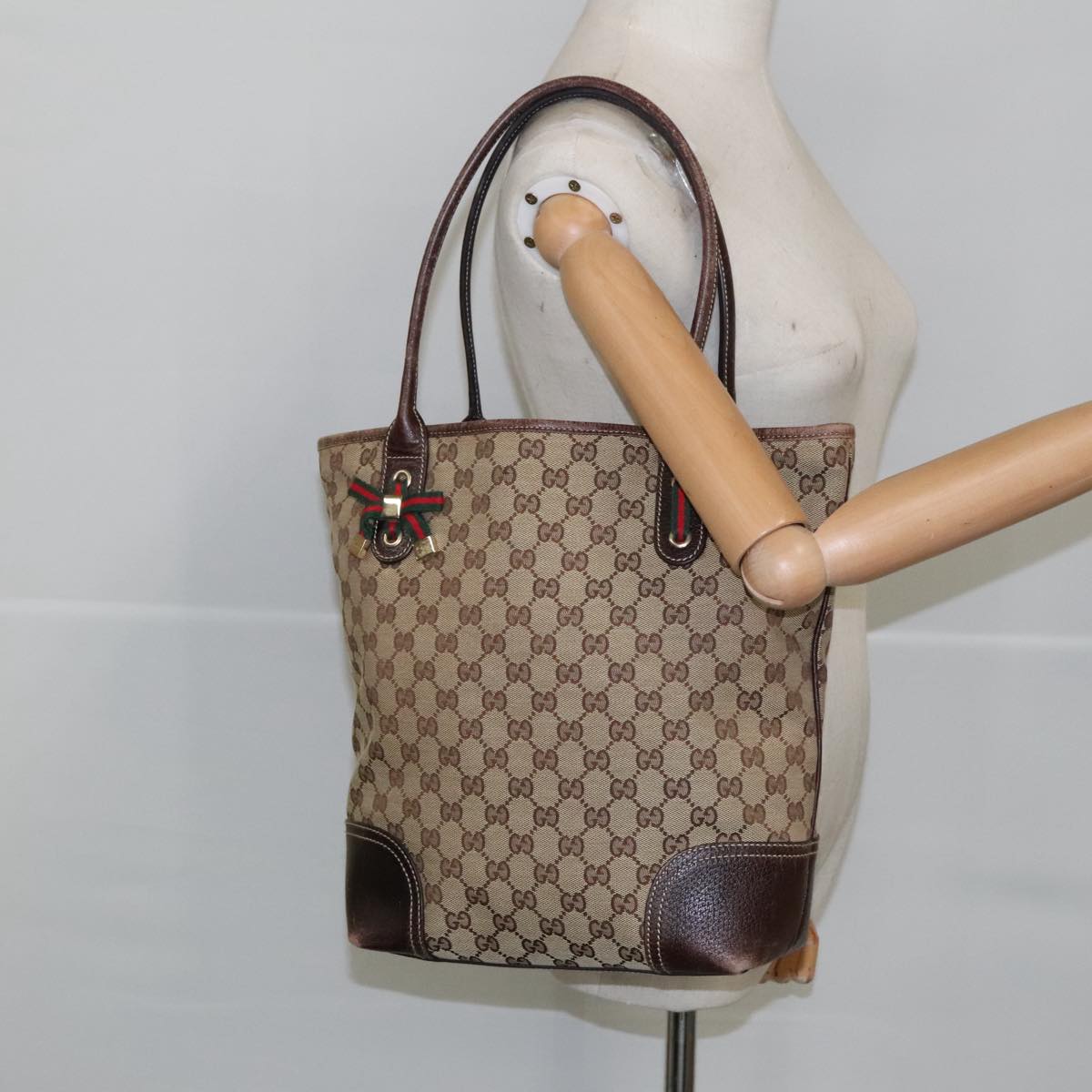 Gucci Sherry Beige Canvas Tote Bag