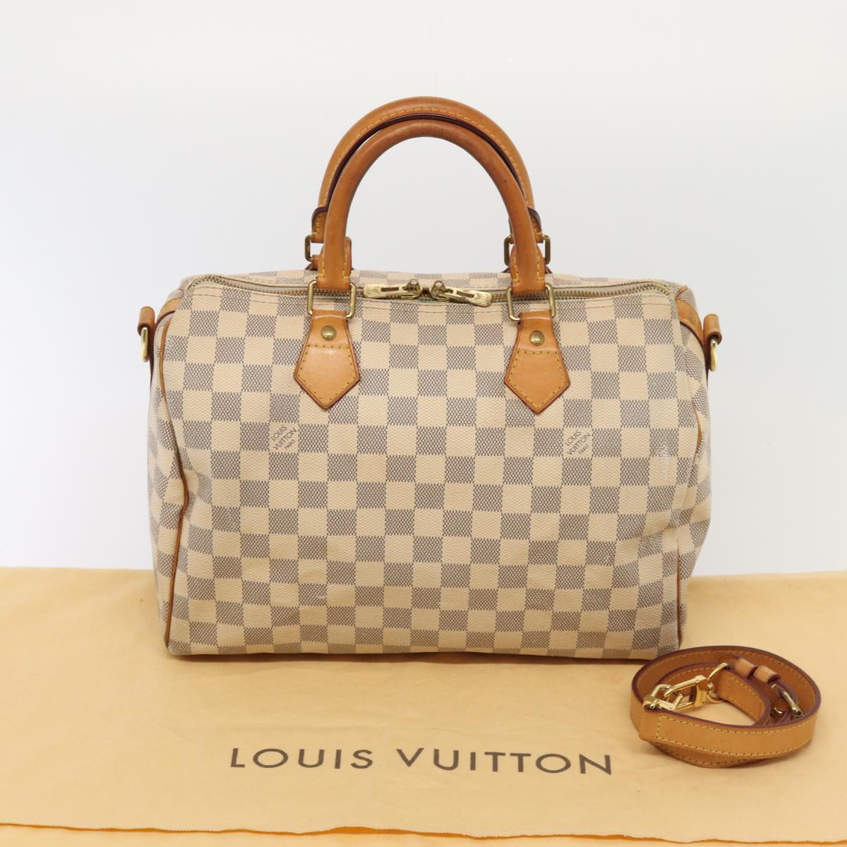 Louis Vuitton Speedy Bandoulière 30 White Canvas Handbag