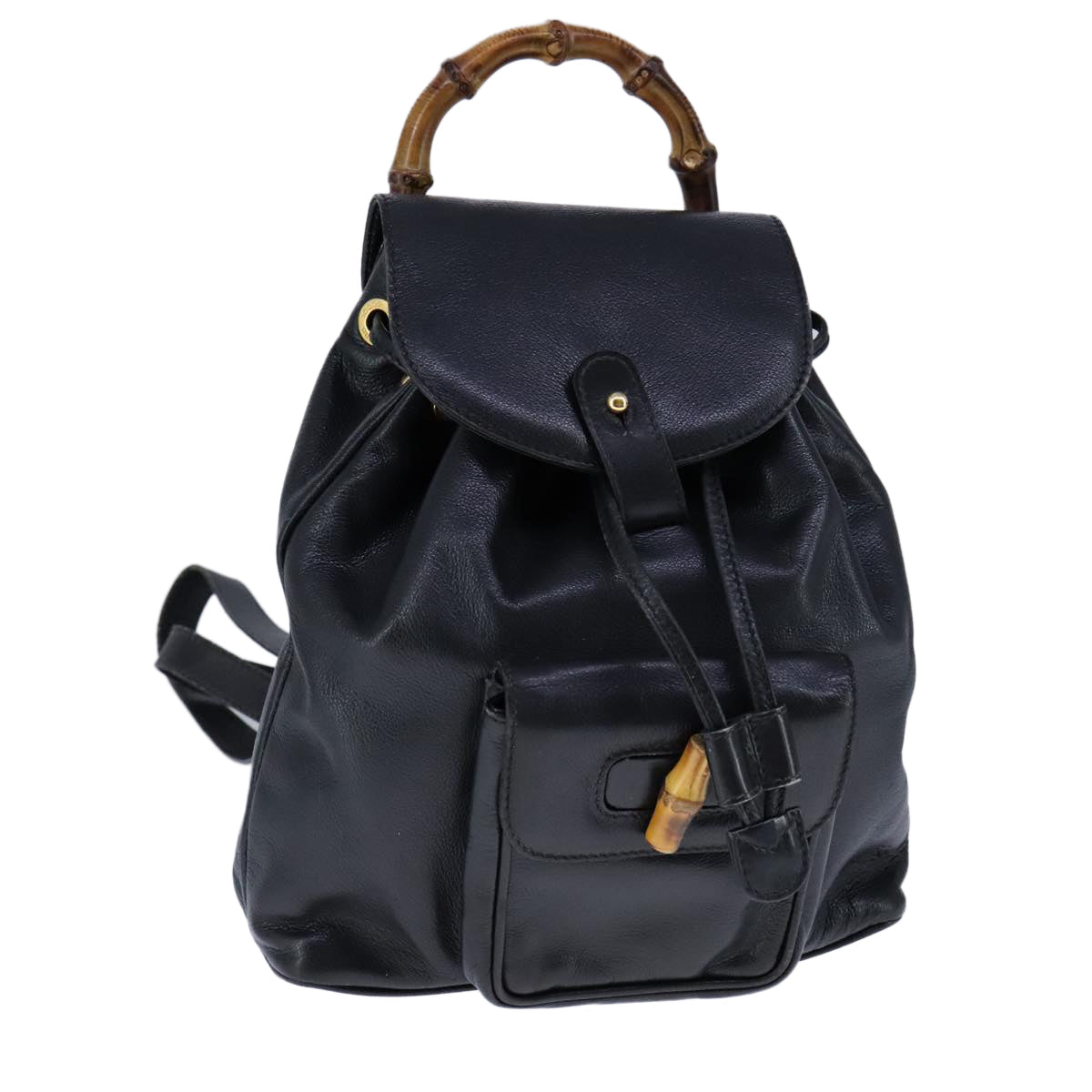 Gucci Bamboo Black Leather Backpack Bag