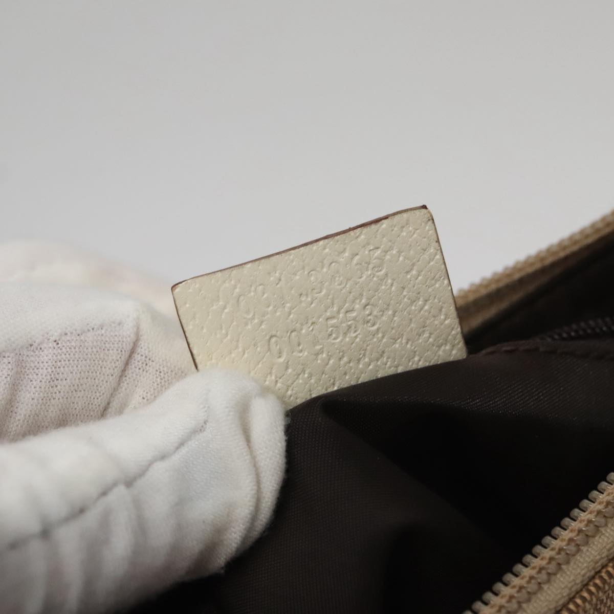 Gucci Bamboo Beige Canvas Shoulder Bag