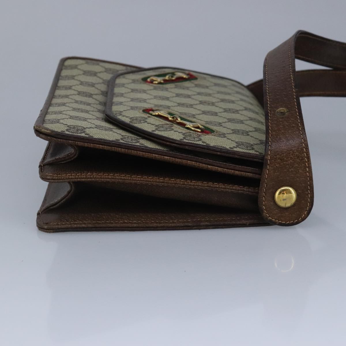 Gucci Horsebit Beige Canvas Shoulder Bag