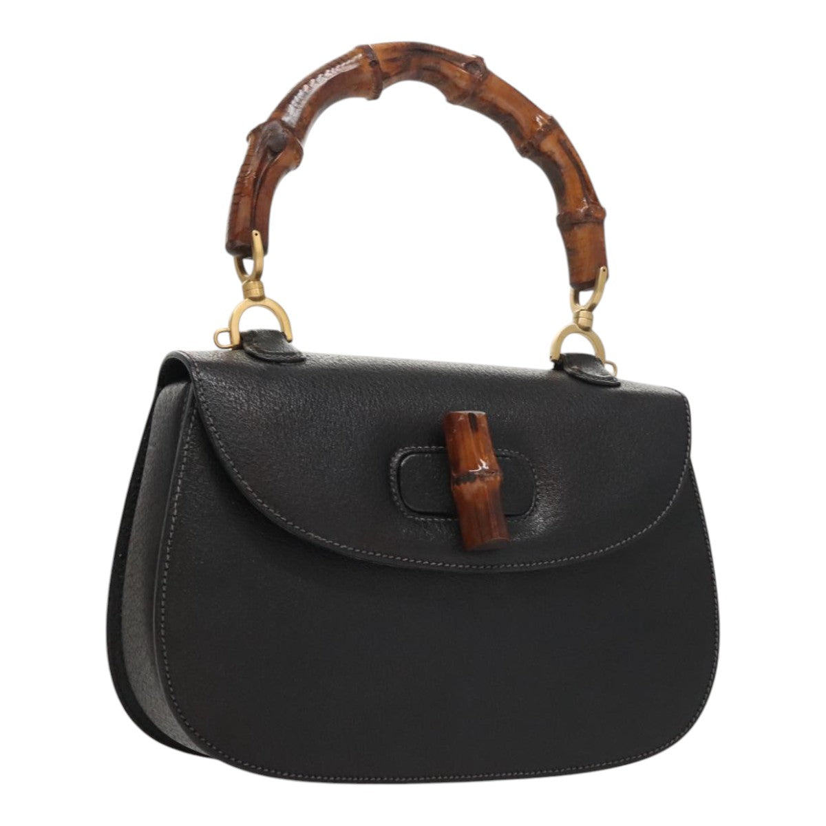 Gucci Bamboo Black Leather Handbag