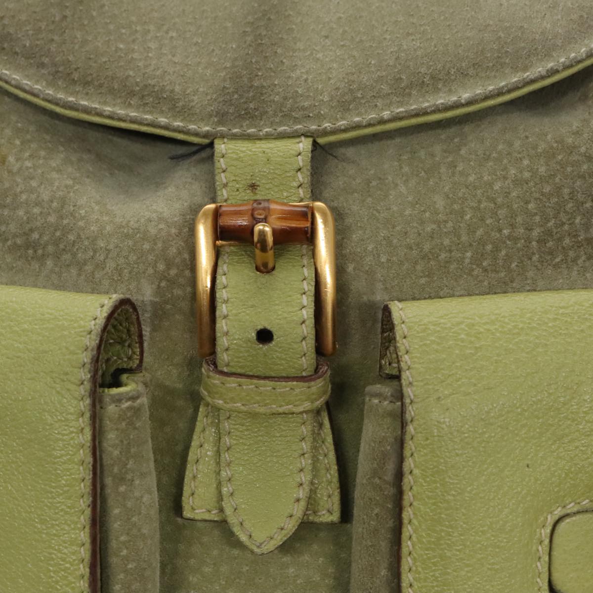 Gucci Bamboo Green Suede Backpack Bag