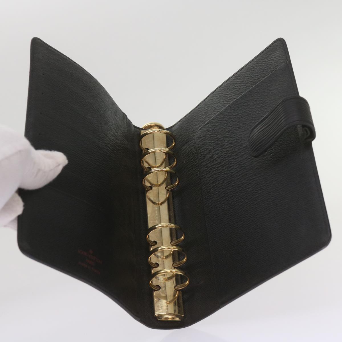 Louis Vuitton Agenda Mm Black Leather Wallet
