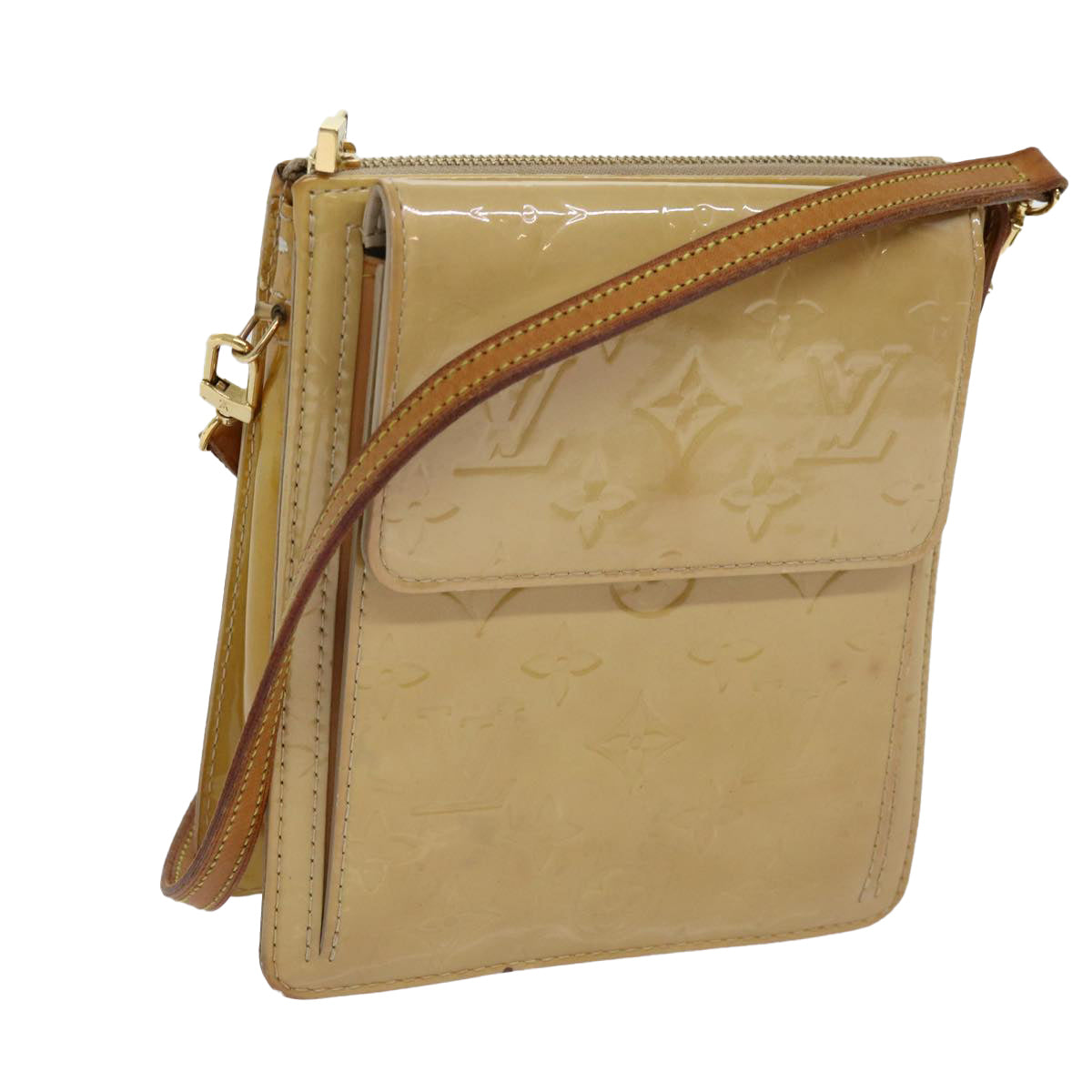 Louis Vuitton Mott Beige Patent Leather Clutch Bag