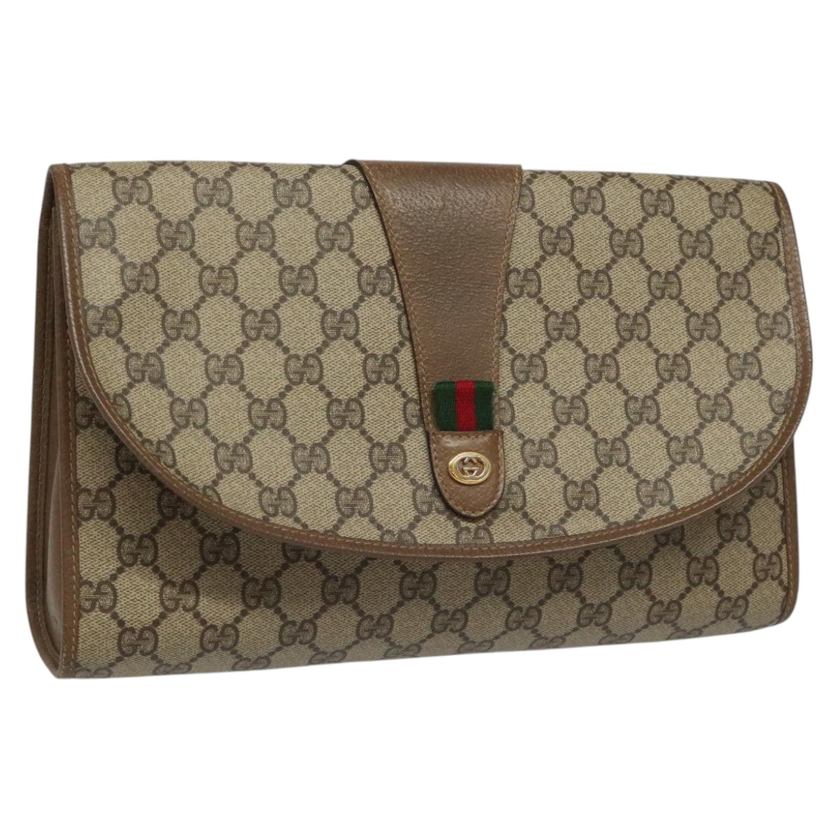 Gucci Sherry Beige Canvas Clutch Bag