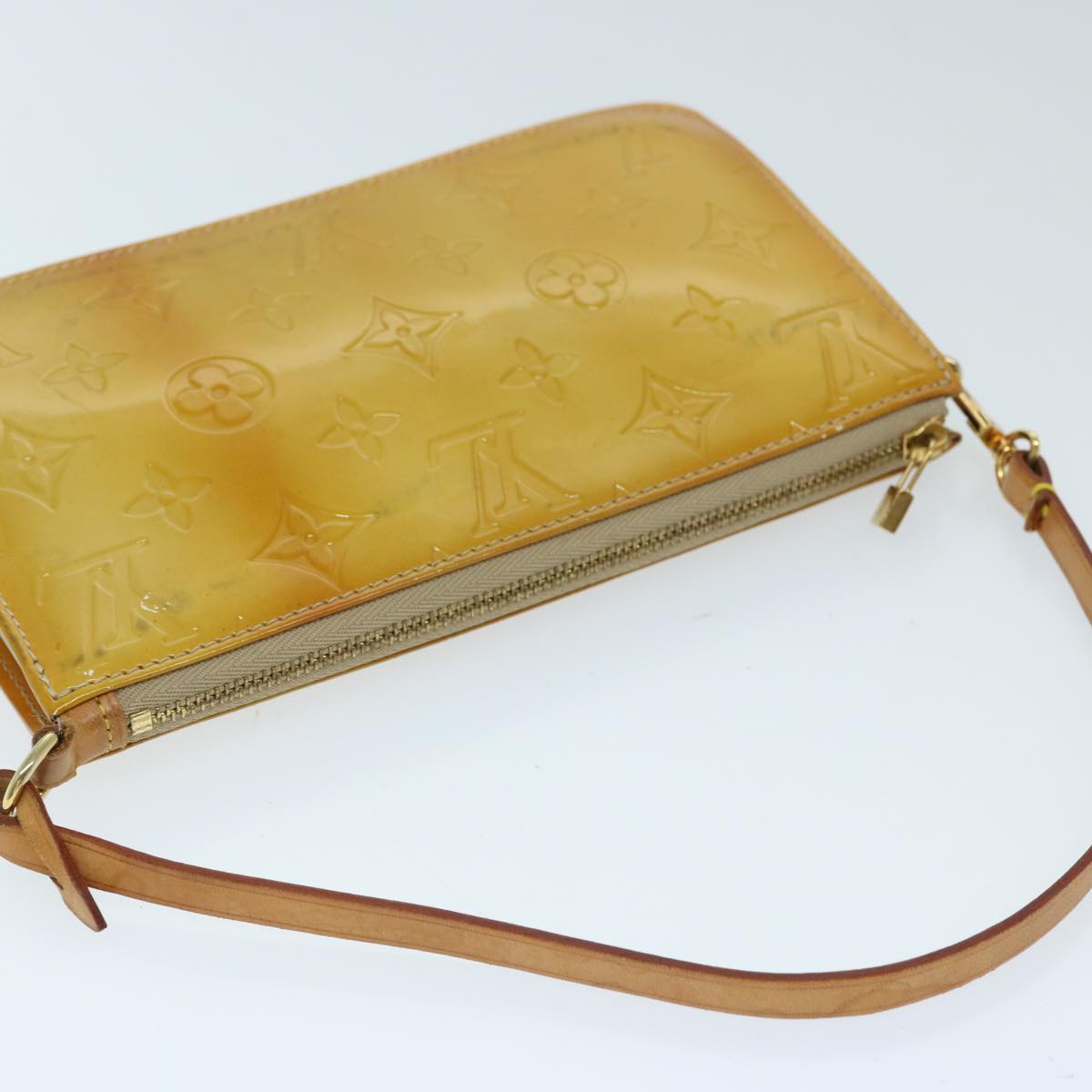Louis Vuitton Lexington Beige Patent Leather Clutch Bag