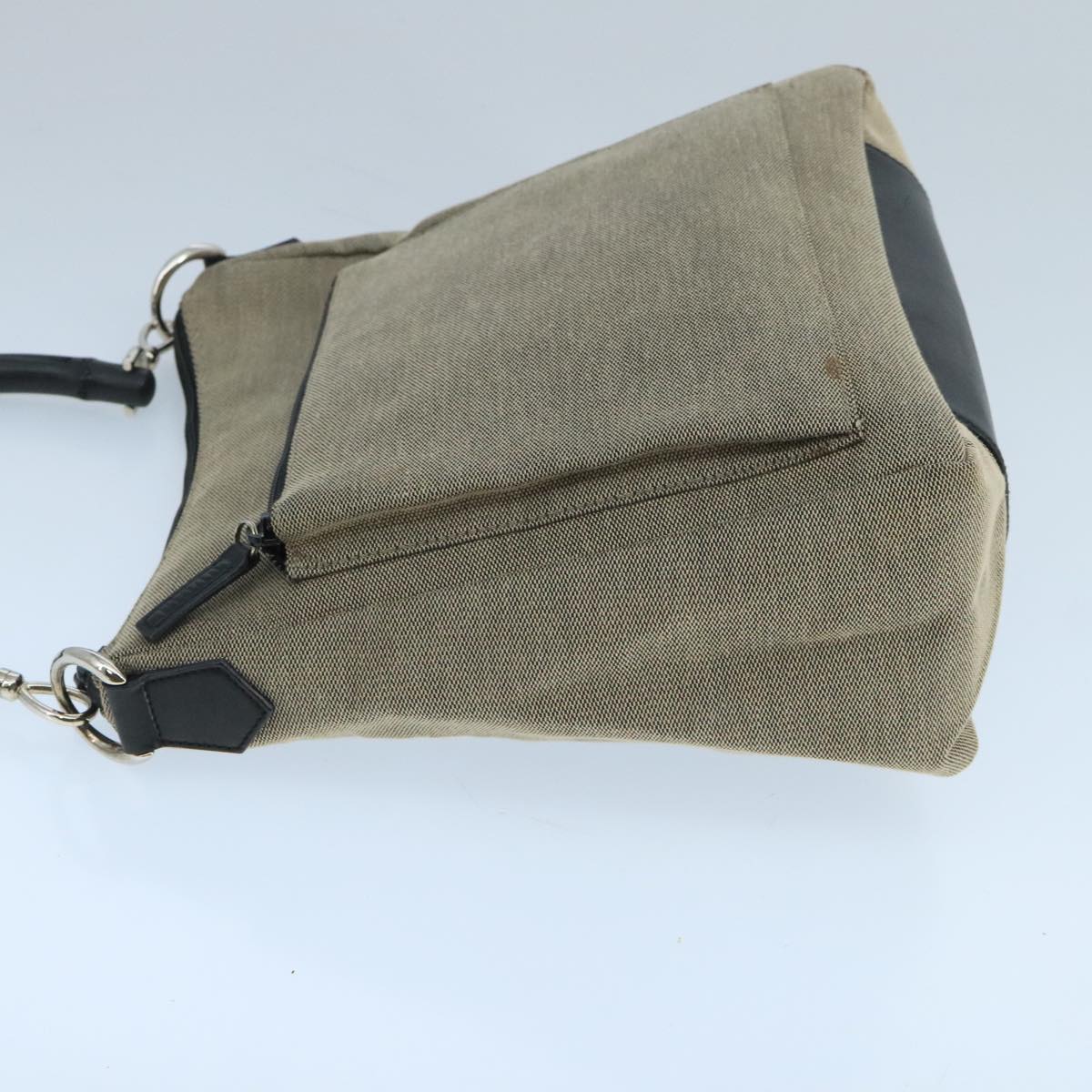 Gucci Bamboo Beige Canvas Shoulder Bag