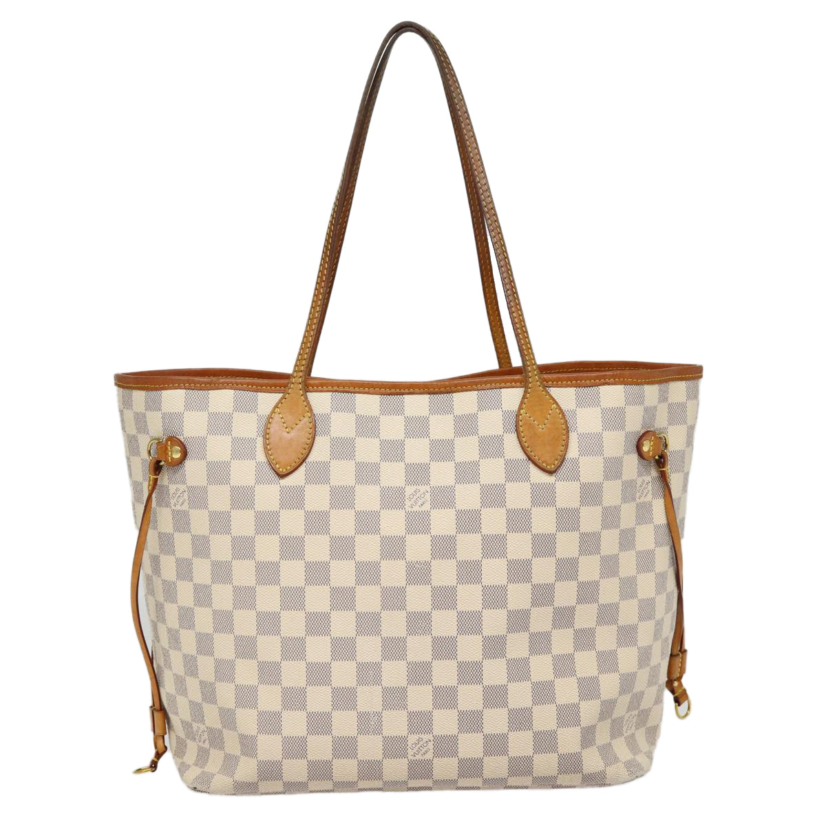 Louis Vuitton Neverfull Mm White Canvas Tote Bag