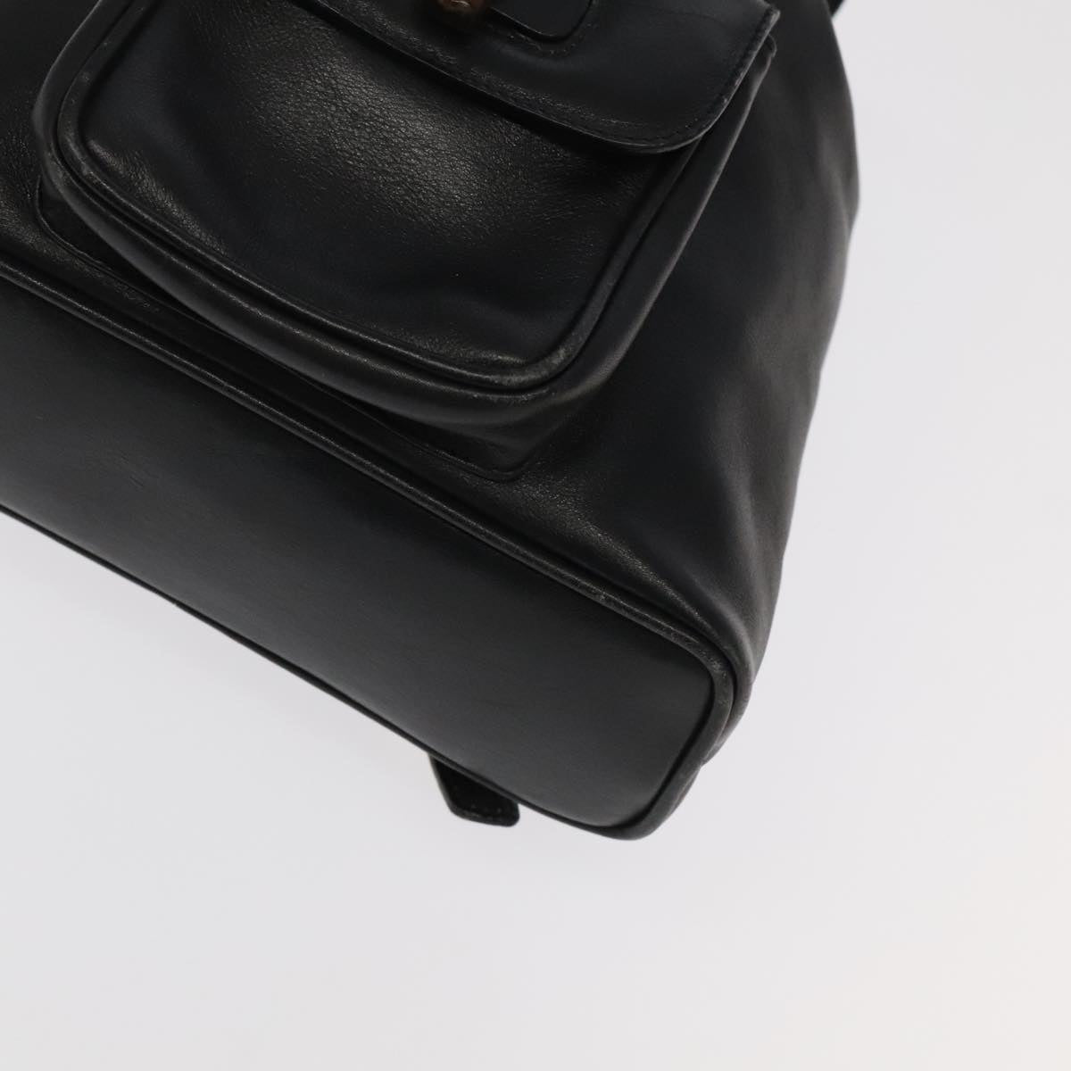 Gucci Bamboo Black Leather Backpack Bag