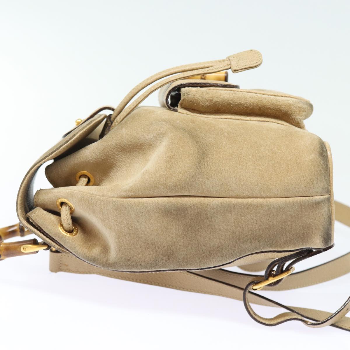 Gucci Bamboo Beige Suede Backpack Bag