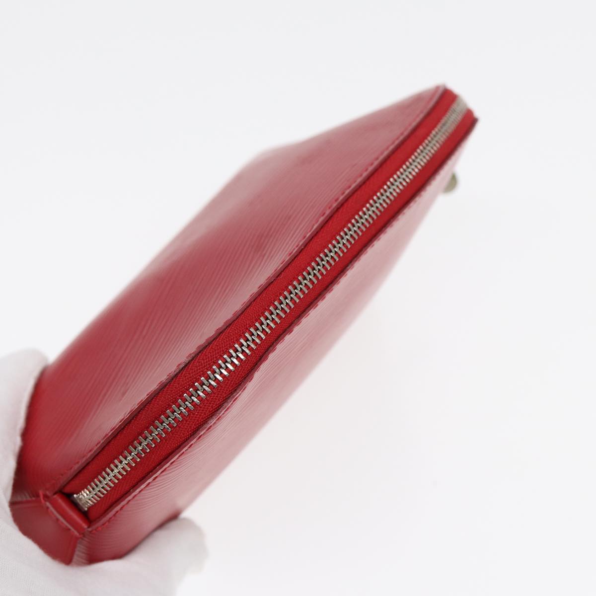 Louis Vuitton Cosmetic Pouch Red Leather Clutch Bag