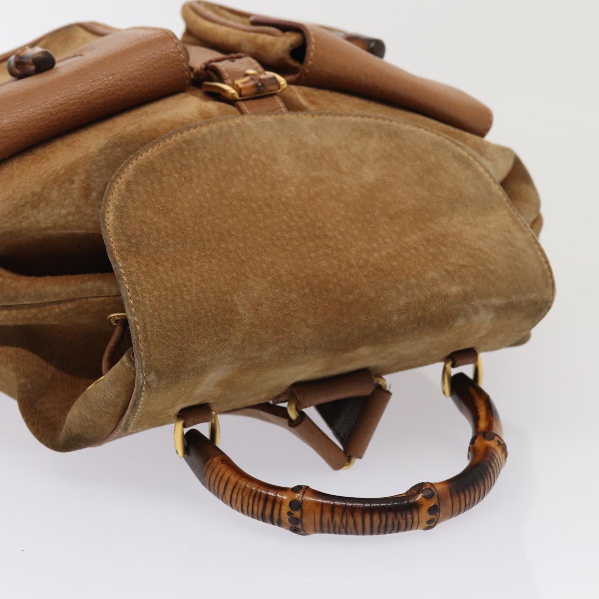 Gucci Bamboo Brown Suede Backpack Bag
