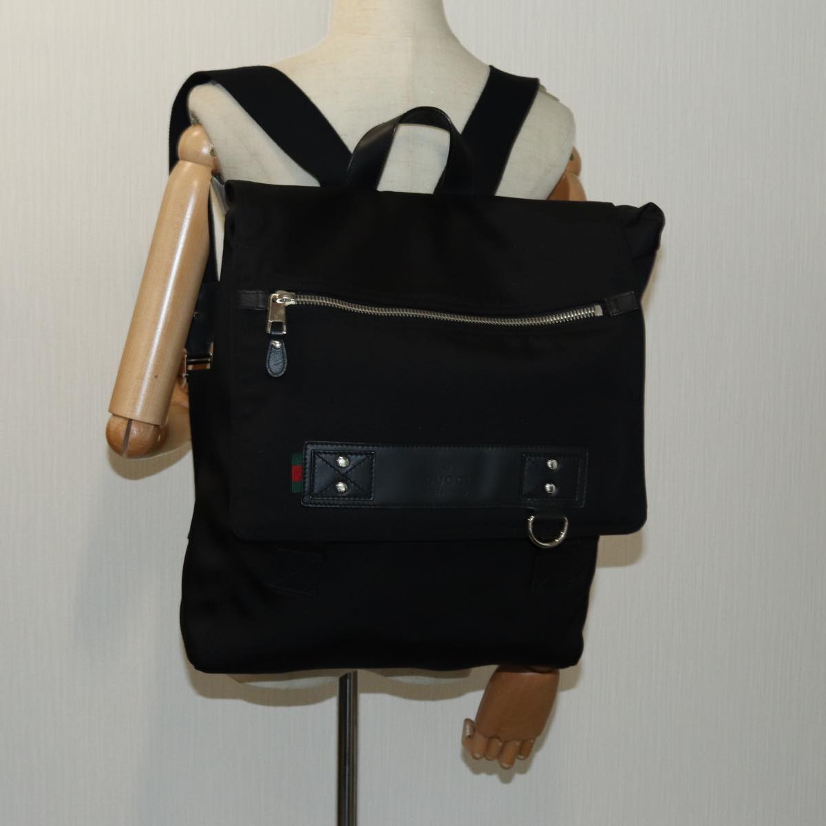 Gucci Sherry Black Synthetic Backpack Bag