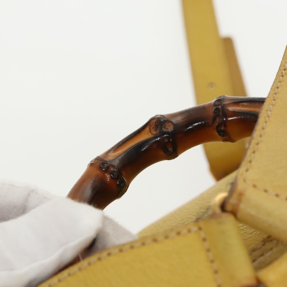 Gucci Bamboo Yellow Leather Backpack Bag