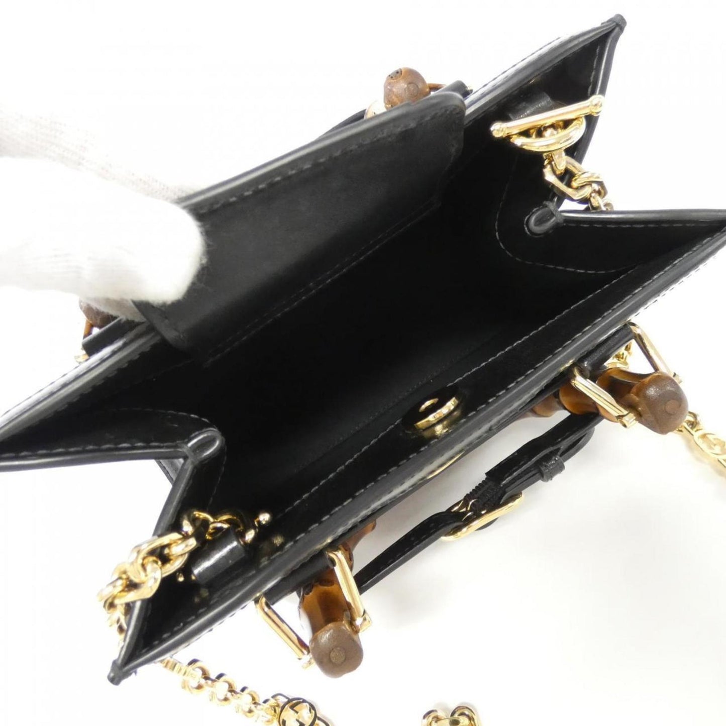 Gucci Black Canvas Leather Handbag