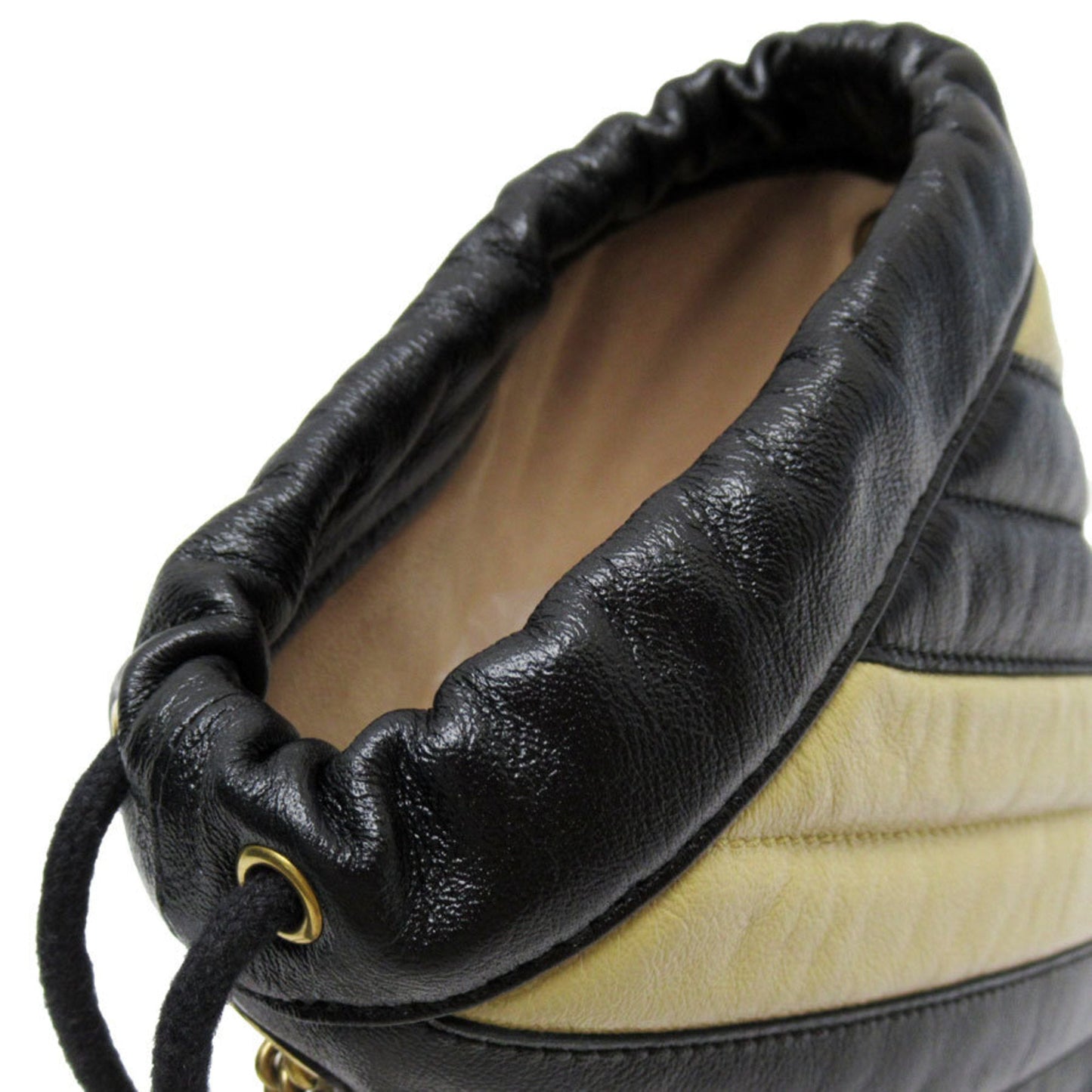 Gucci Beige Black Leather Shoulder Bag