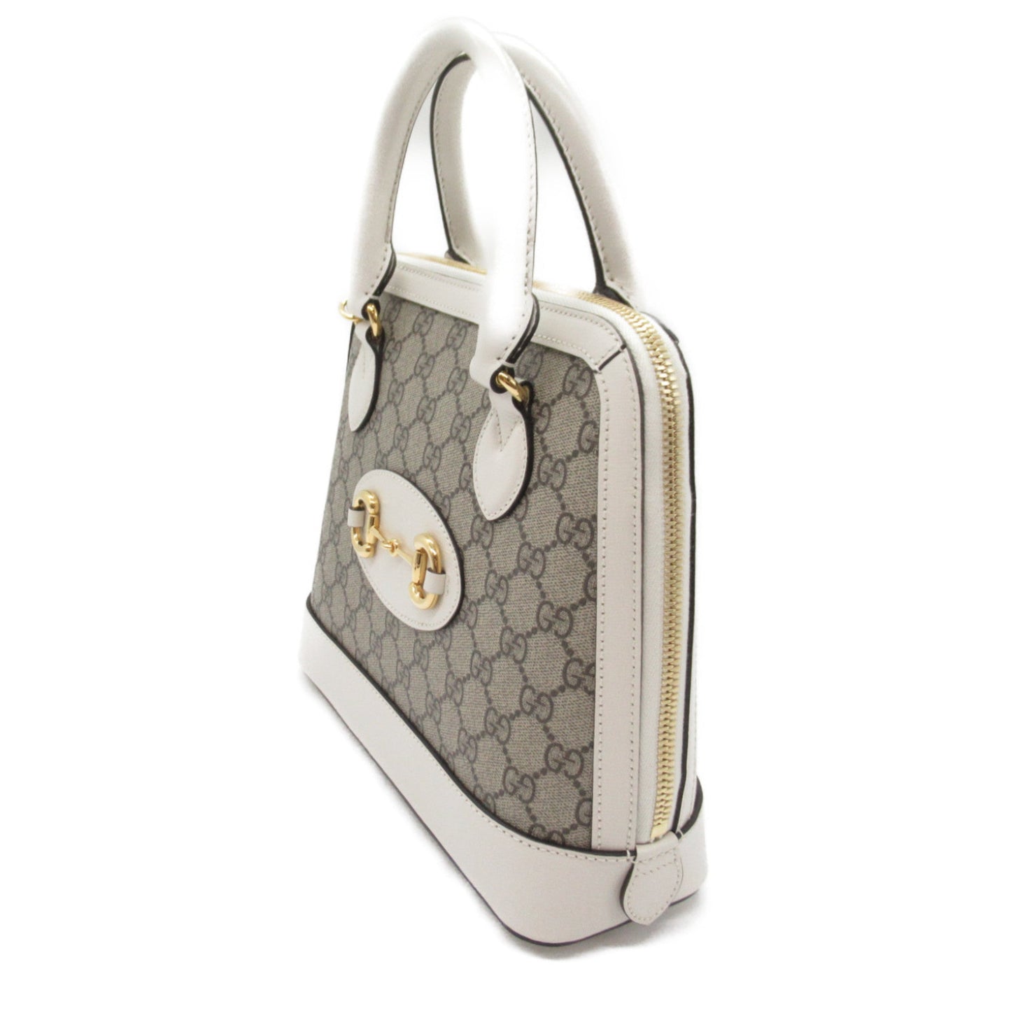 Gucci Beige White Coated Canvas Leather Shoulder Bag