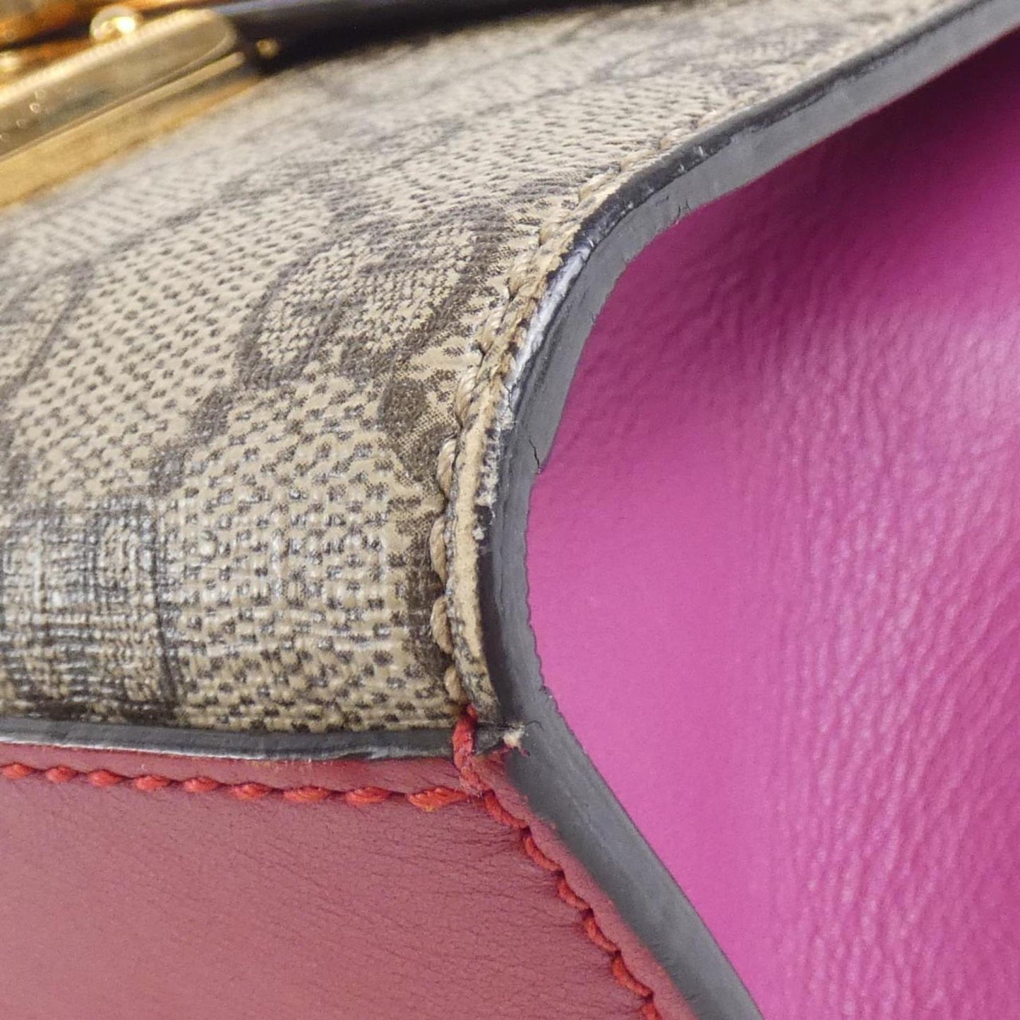 Gucci Beige Pink Gg Supreme Leather Shoulder Bag