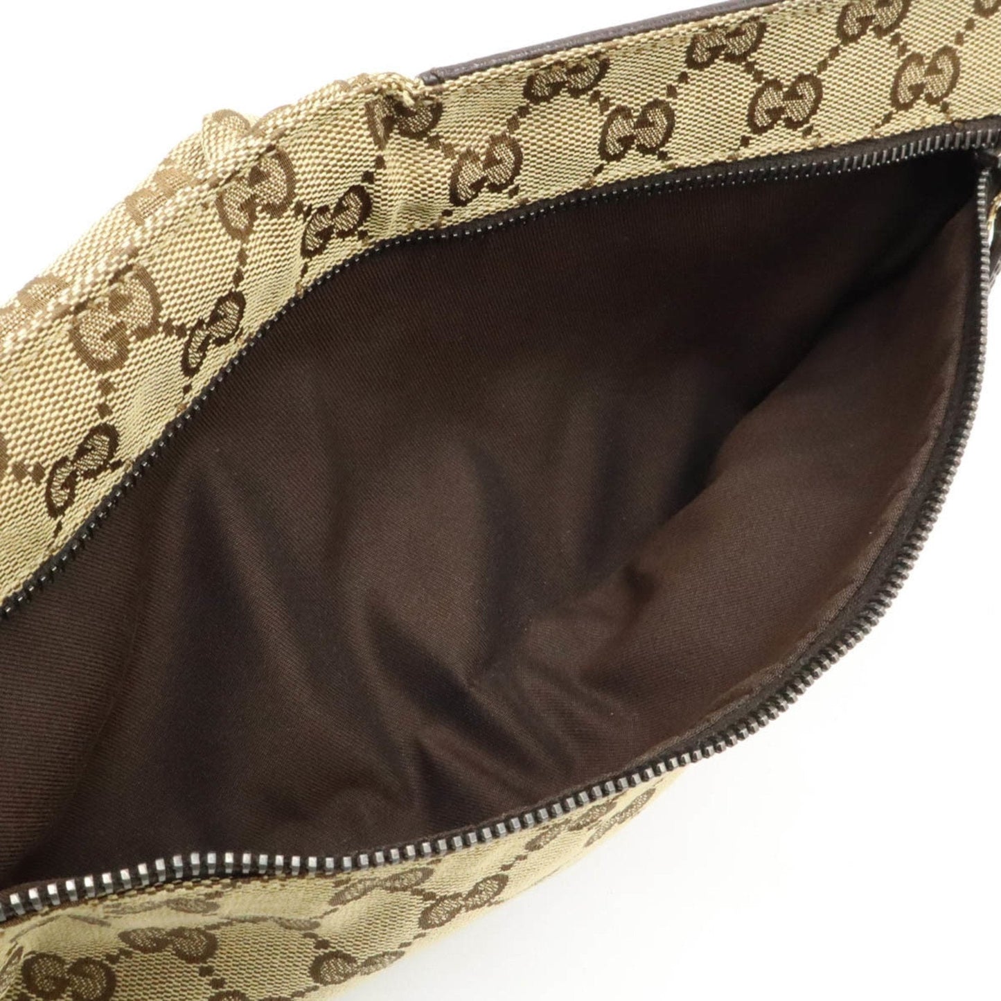 Gucci Beige Dark Brown Khaki Canvas Leather Sling Bag
