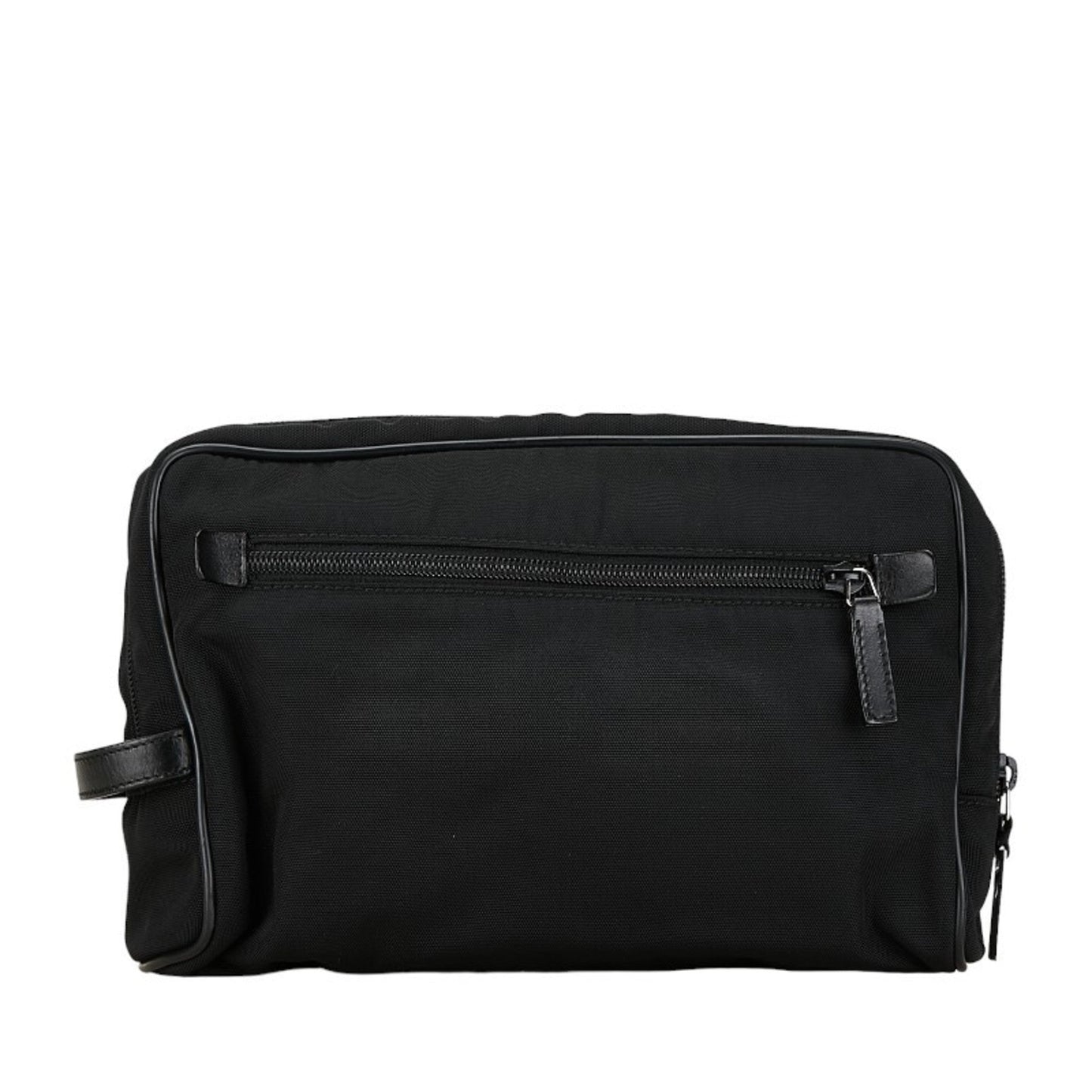Gucci Black Nylon Leather Clutch Bag