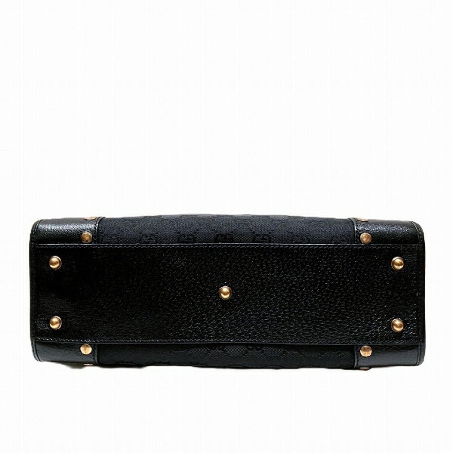 Gucci Black Canvas Leather Handbag Tote Bag