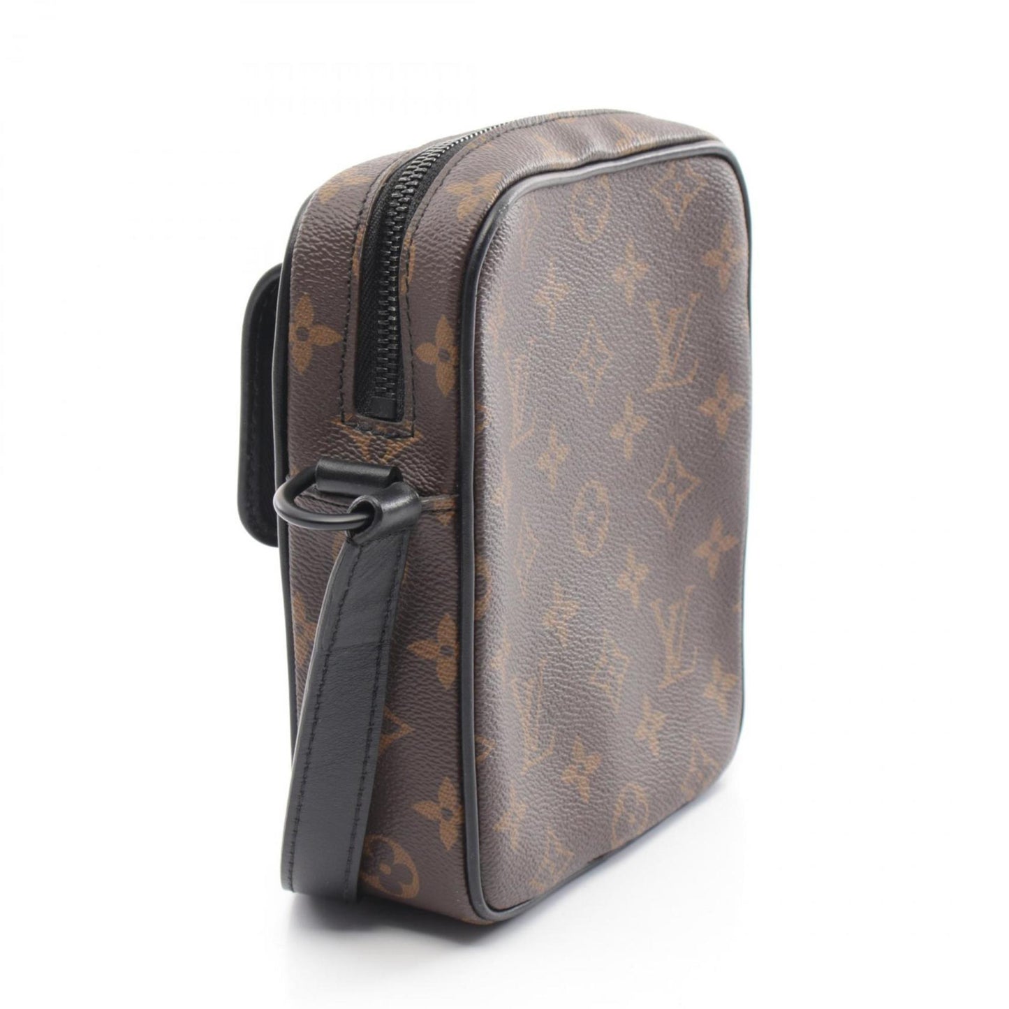 Louis Vuitton Black Brown Coated Canvas Leather Shoulder Bag