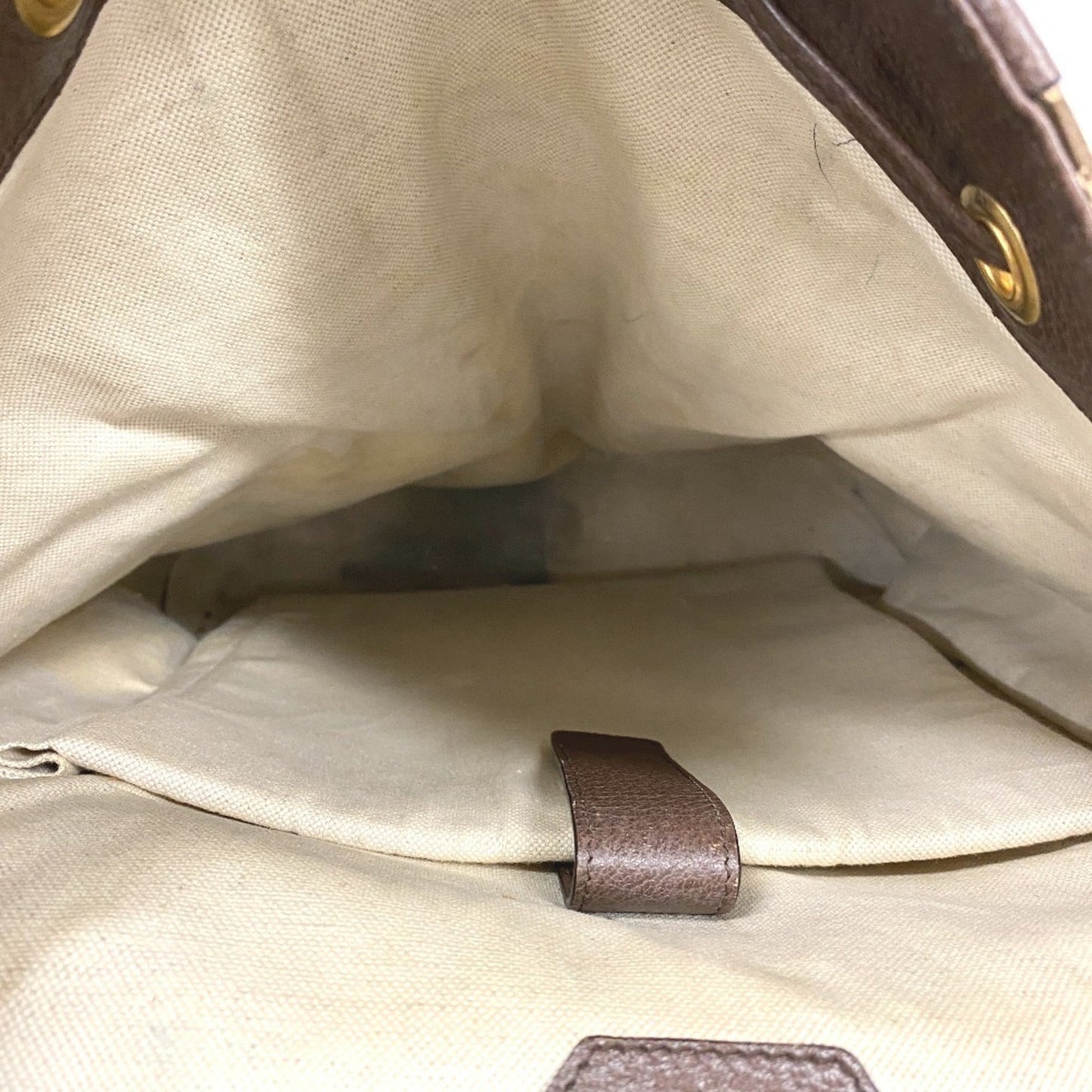 Gucci Brown Canvas Leather Backpack