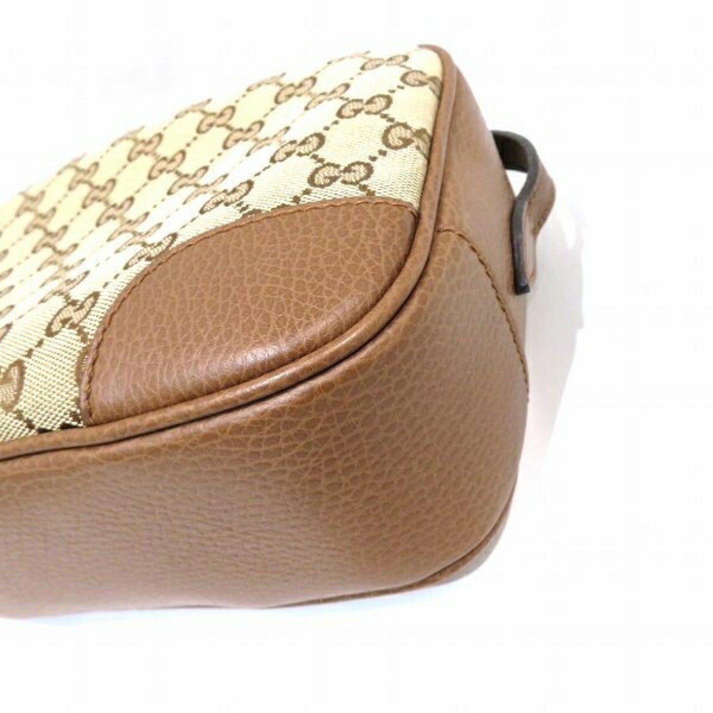 Gucci Brown Gg Canvas Leather Shoulder Bag