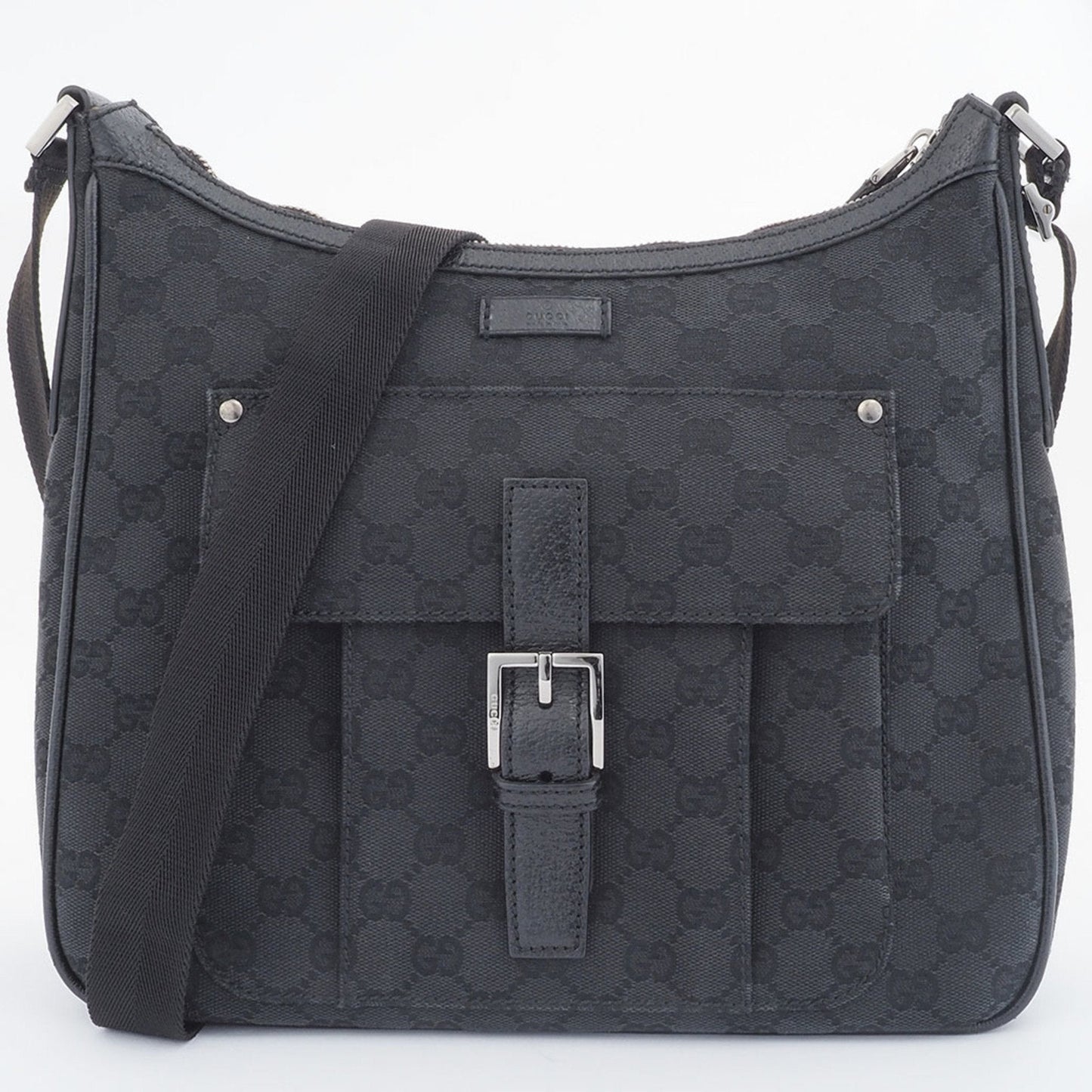 Gucci Gg Canvas Black Canvas Leather Shoulder Bag ()
