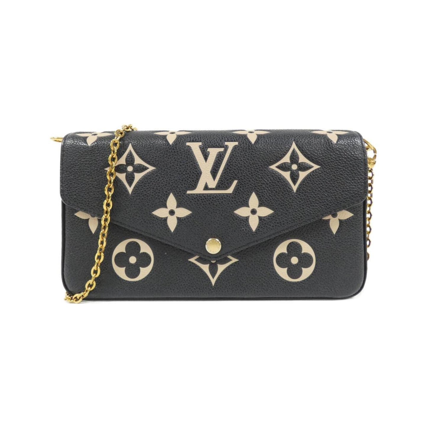 Louis Vuitton Beige Black Leather Pochette Shoulder Bag ()